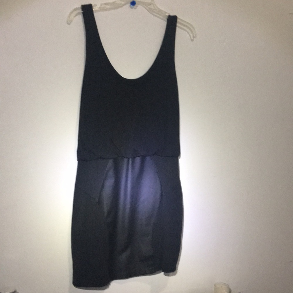 MinkPink Little Black Dress with Leather Patch